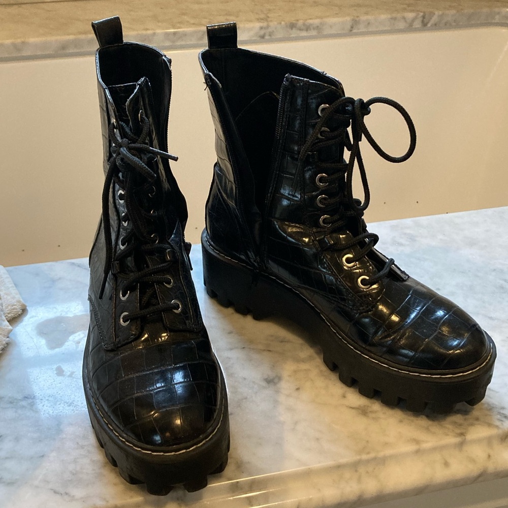 Zara chunky black boots size 8